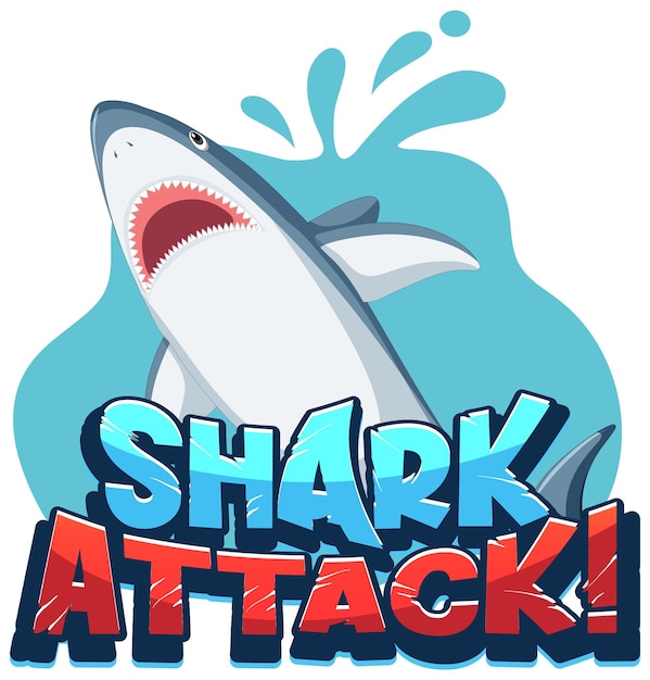 Free Vector font design for words shark attack