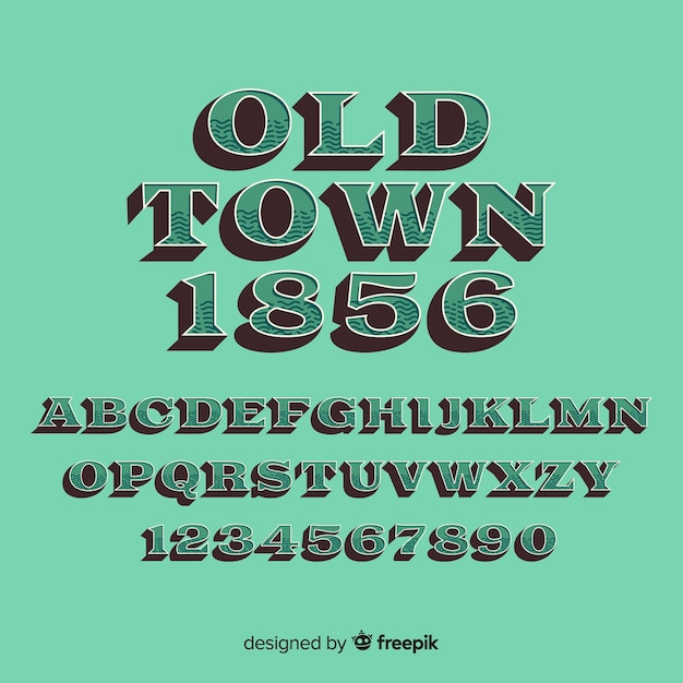 Font with alphabet in retro style