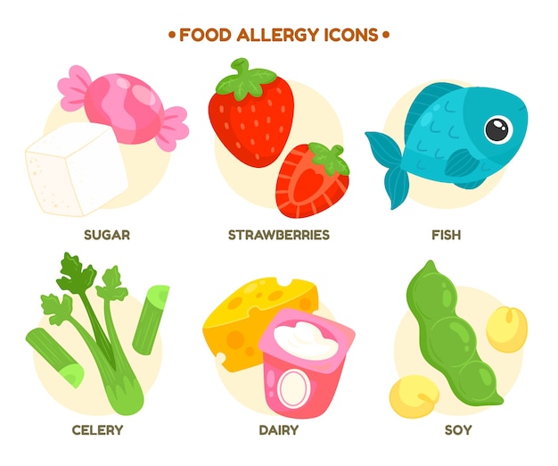 Free Vector food allergy label collection design