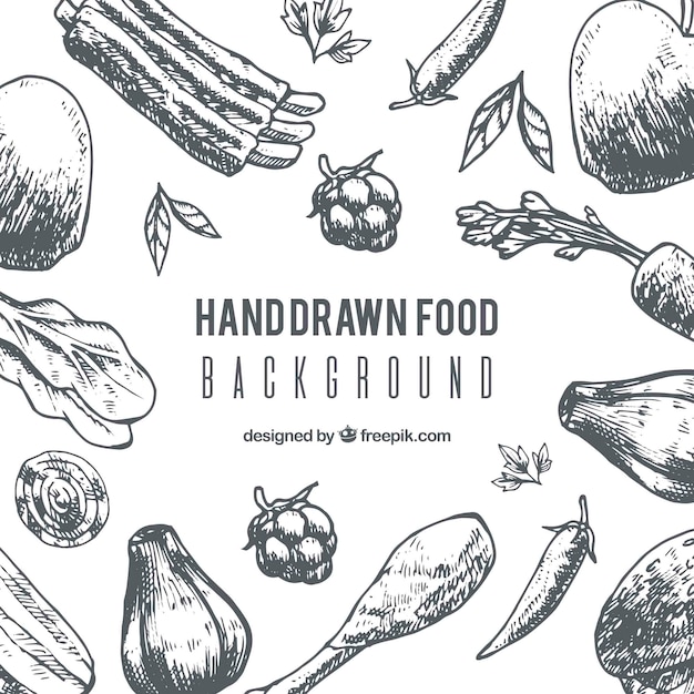 Food background in hand drawn style