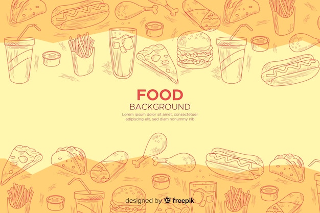 Food background in sketchy style