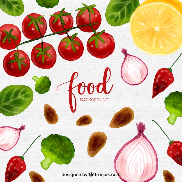 Free Vector food background in watercolor style