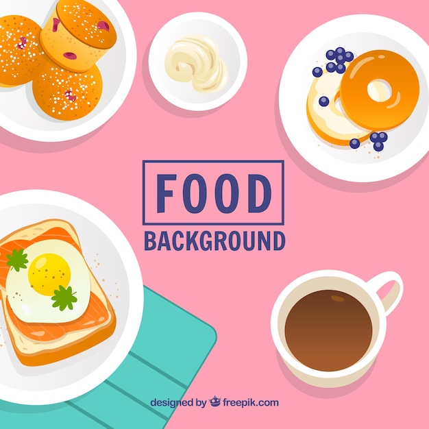 Food background with breakfast