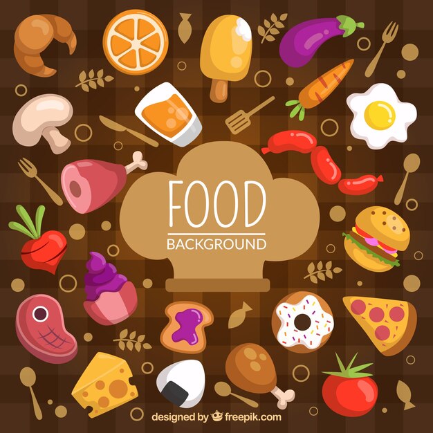 Food background with flat design