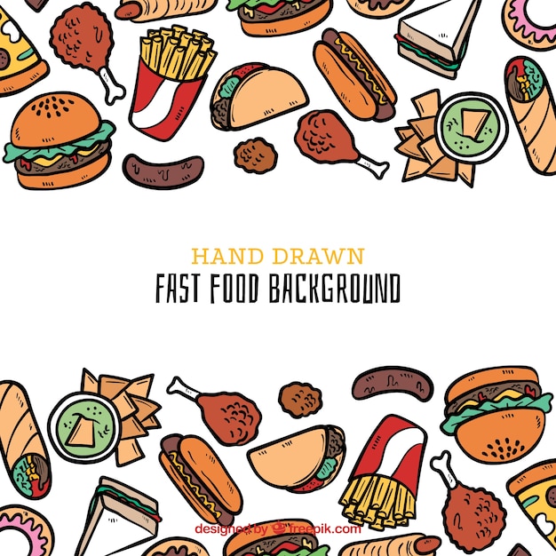 Food background with hand drawn style