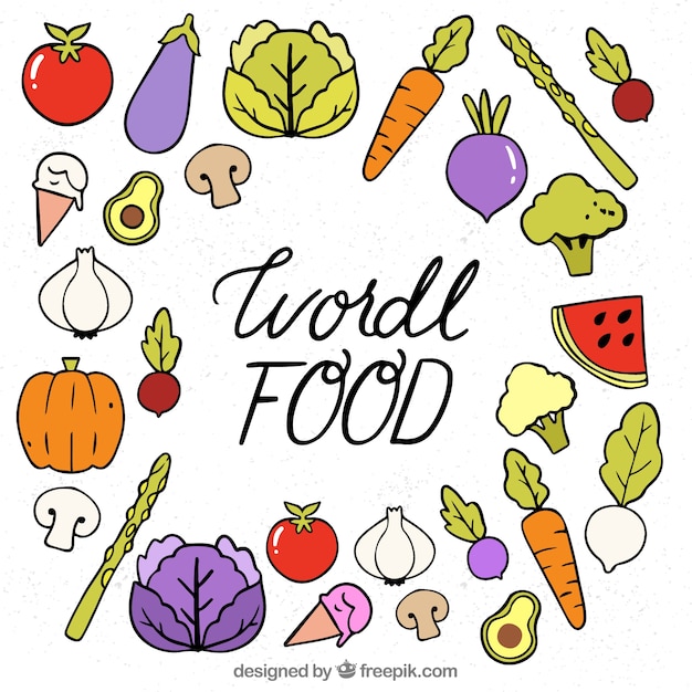 Food background with hand drawn style