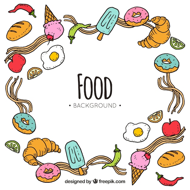 Food background with hand drawn style