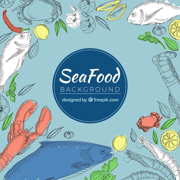 Food background with seafood