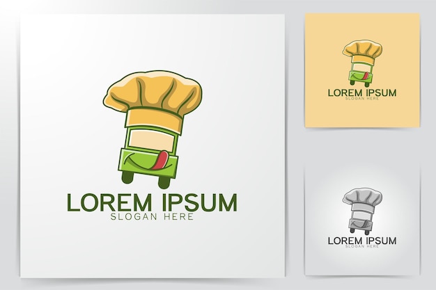 Food car. tasty. chef hat. restaurant logo Ideas. Inspiration logo design. Template Vector Illustration. Isolated On White Background