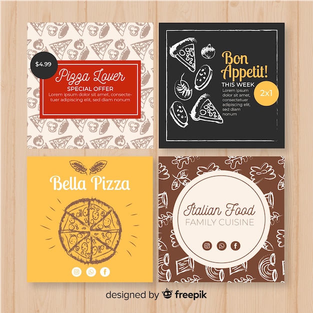 Free Vector food card collectio