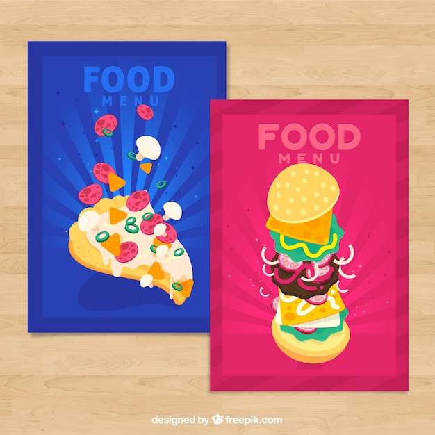 Free Vector food cards collection with fast food