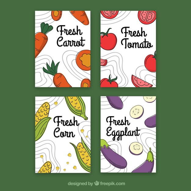 Food cards collection with vegetables