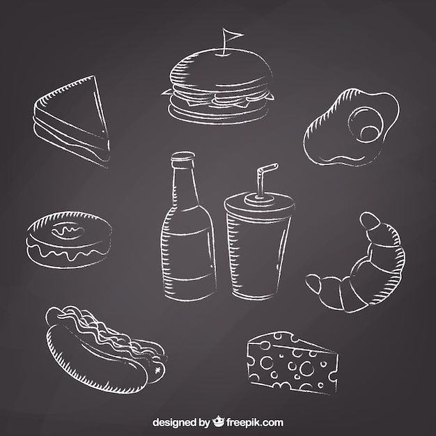 Free Vector food collection in chalkboard style