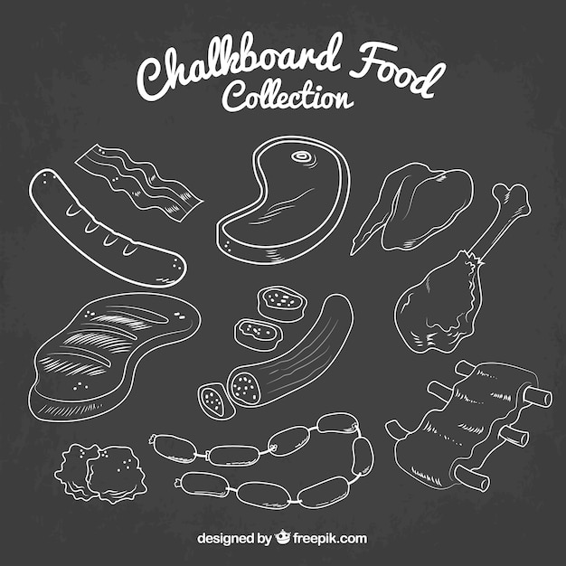 Free Vector food collection in chalkboard style