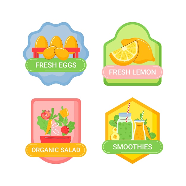 Free Vector food collection label design