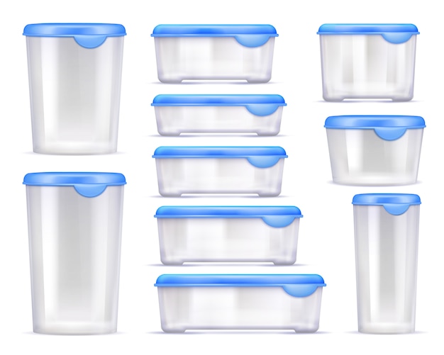 Free Vector food containers realistic icon set