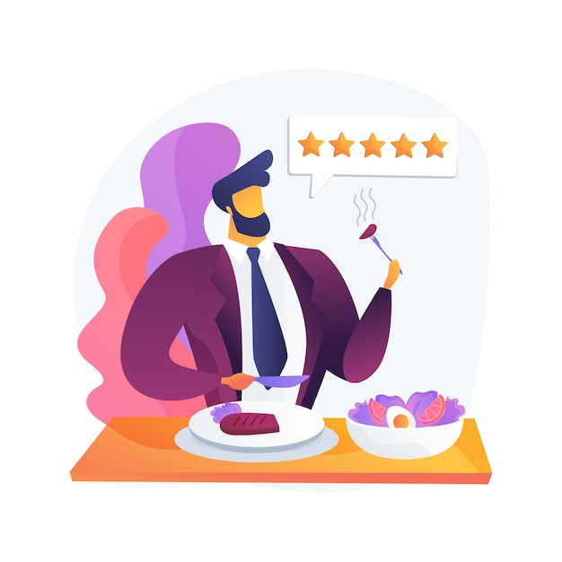 Free Vector food critic abstract concept   illustration. analyze food, restaurant chef, write review, rating, expert opinion, culinary show, undercover guest, travel guide  