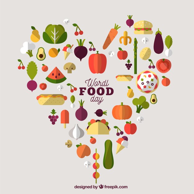 Food day background with heart design