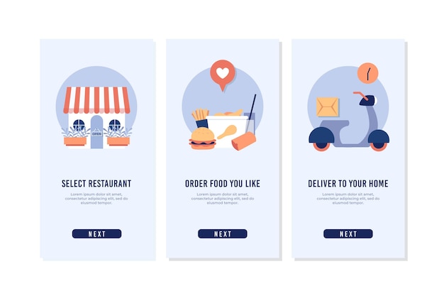 Food delivery - onboarding screens