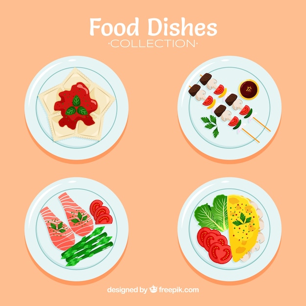 Free Vector food dishes collection in 2d style