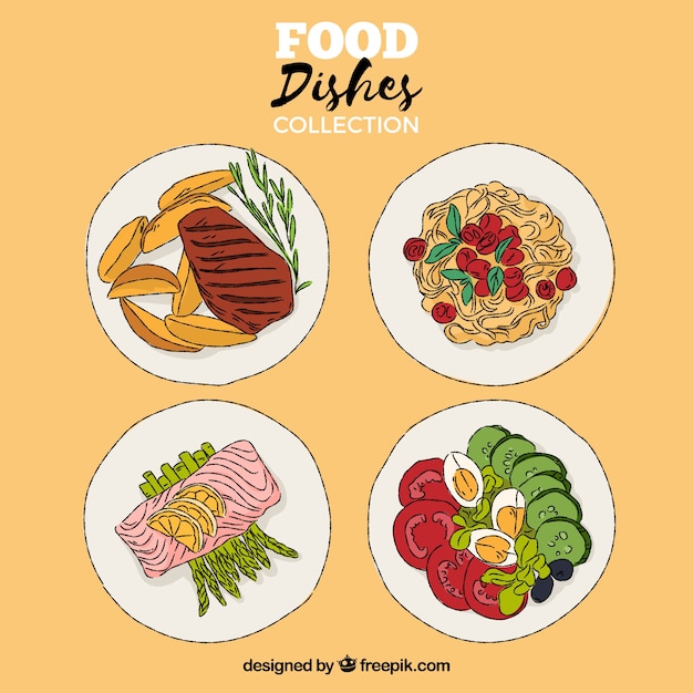 Free Vector food dishes collection in 2d style