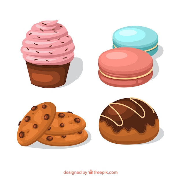 Food dishes collection in 2d style