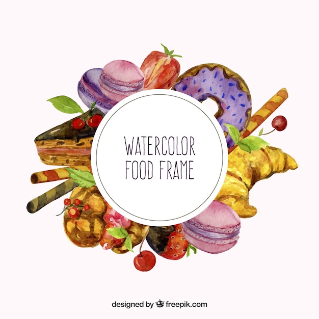 Food frame in watercolor style