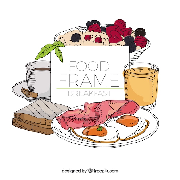 Free vector food frame with breakfast