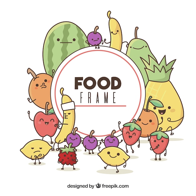 Free Vector food frame with cartoons