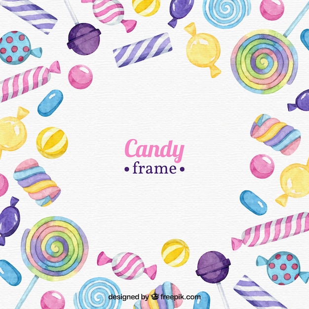 Free Vector food frame with colorful candies