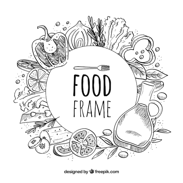 Free Vector food frame with different aliments