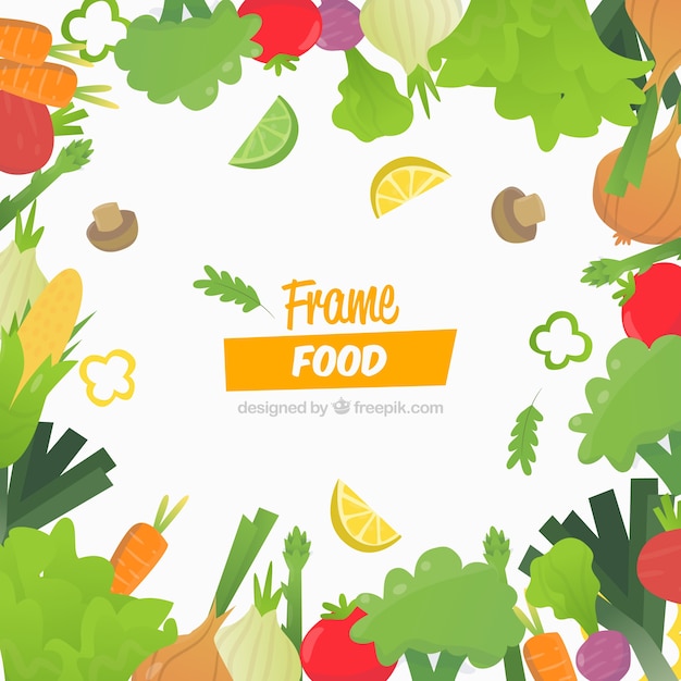 Food frame with flat design