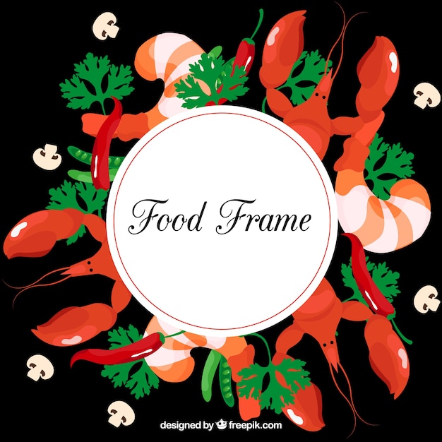 Free vector food frame with seafood