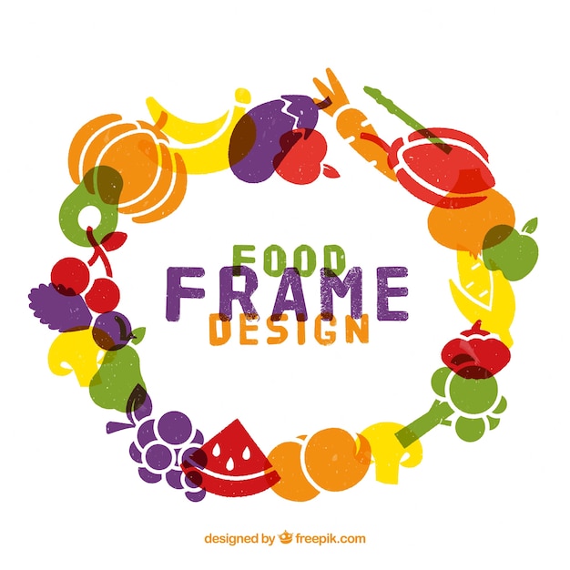 Free Vector food frame with vegetables and fruits