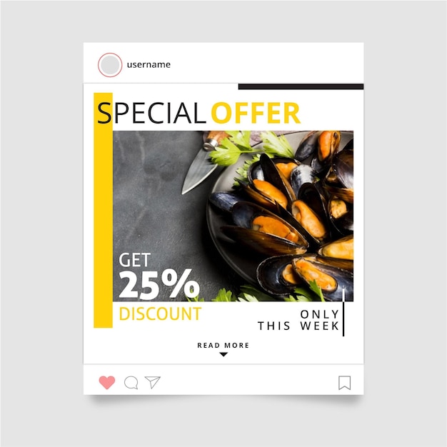 Free Vector food instagram post design