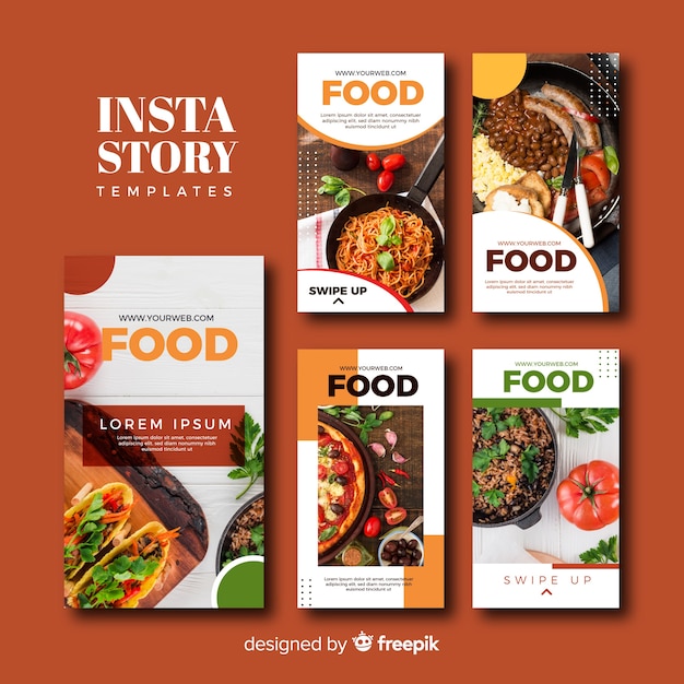 Free Vector food instagram stories template collection