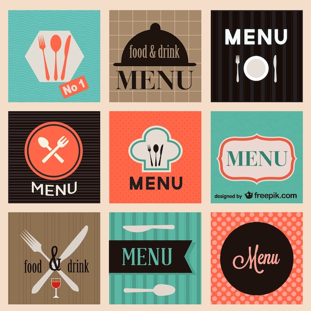 Free vector food menu logo set