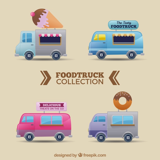 Free Vector food truck collection with sweet food