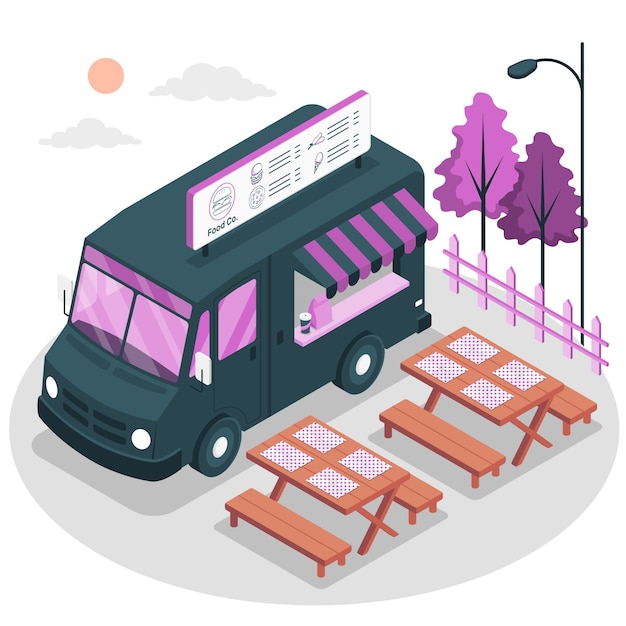 Free vector food truck concept illustration