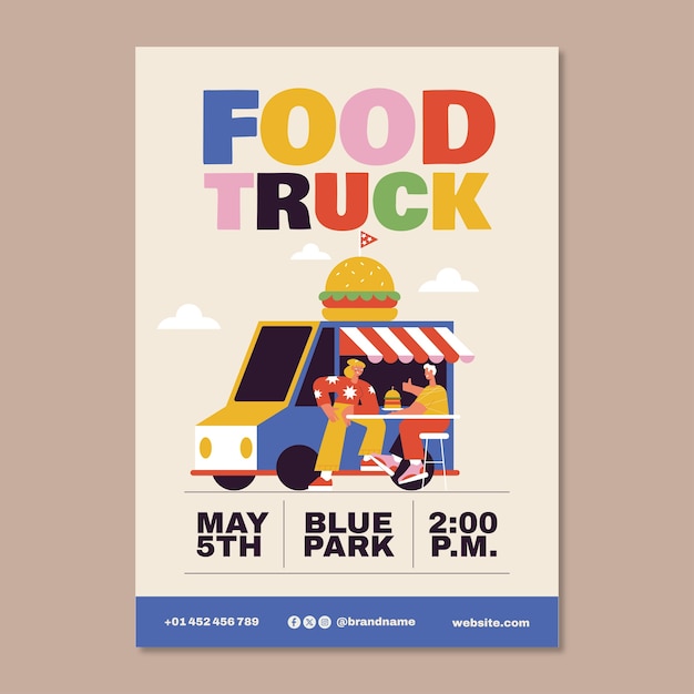 Free Vector food truck flyer template