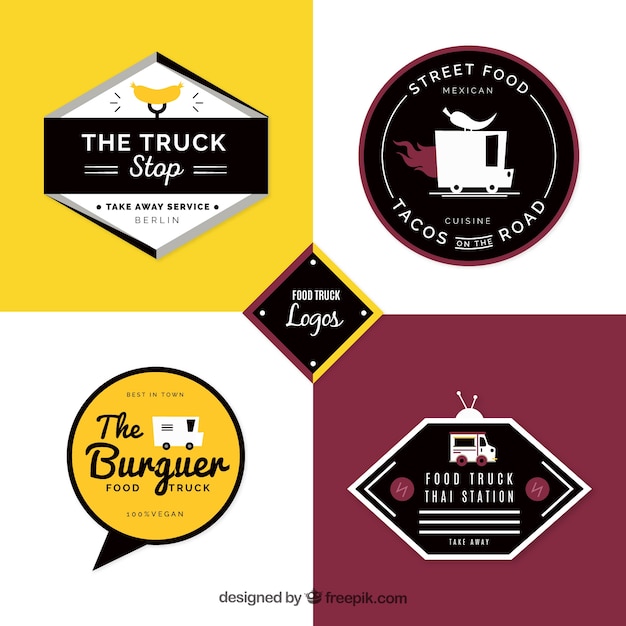 Free Vector food truck logos with modern style