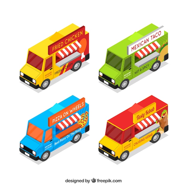 Food truck pack with isometric perspective