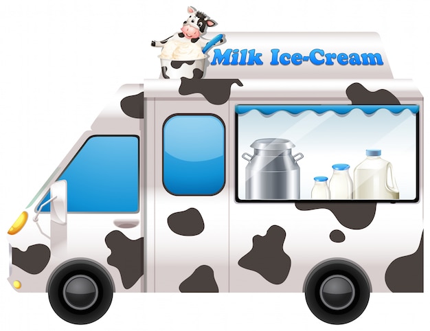 Free Vector food truck selling milk ice-cream