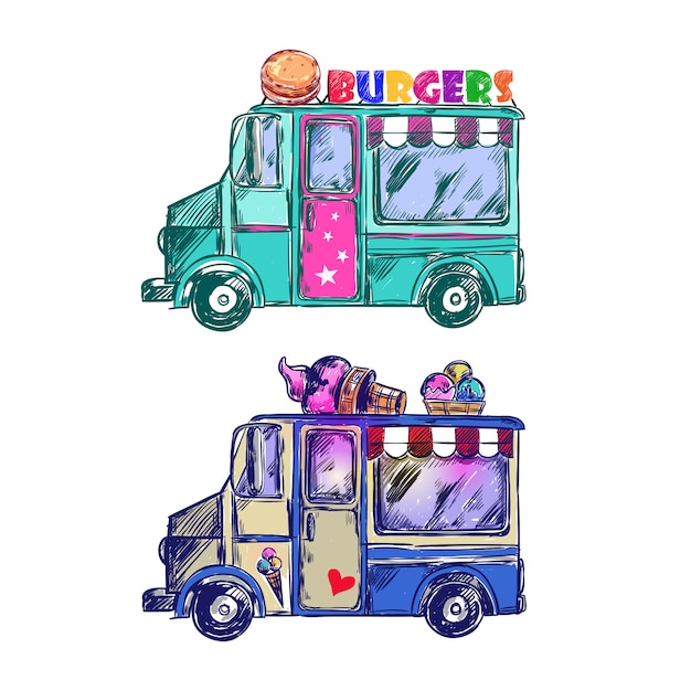 Free Vector food truck sketch