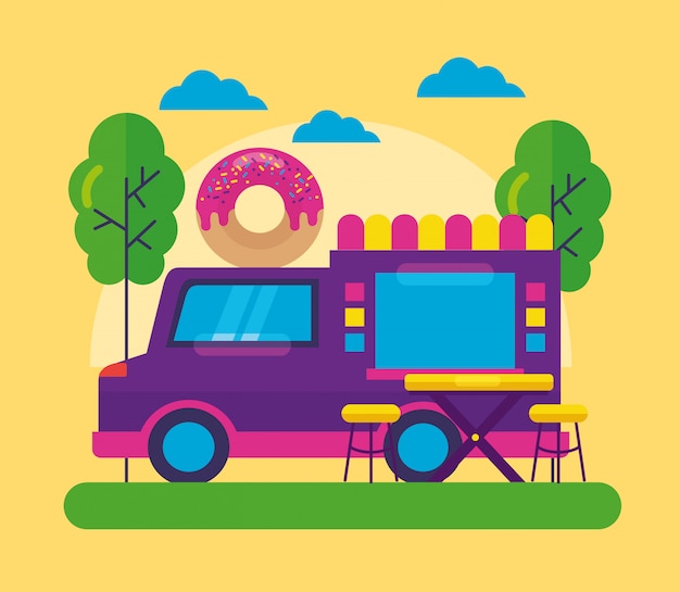 Food trucks festival flat design