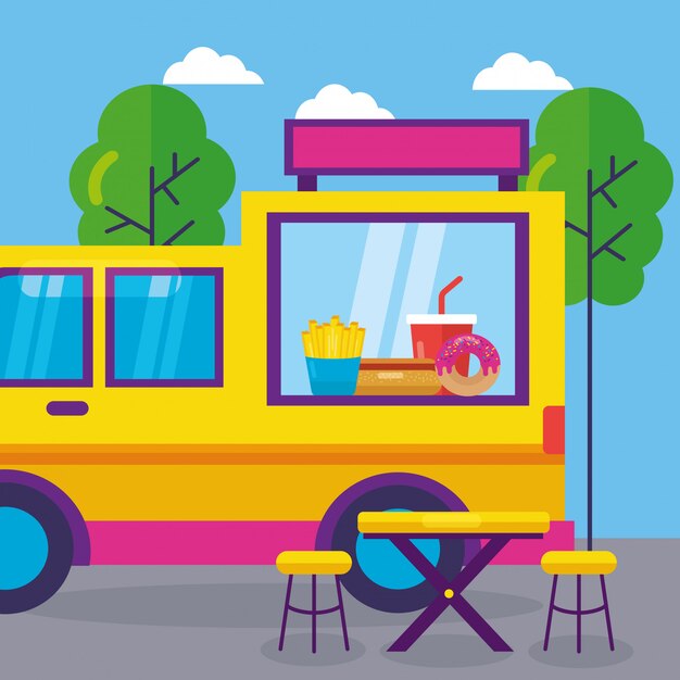 Free Vector food trucks festival flat design