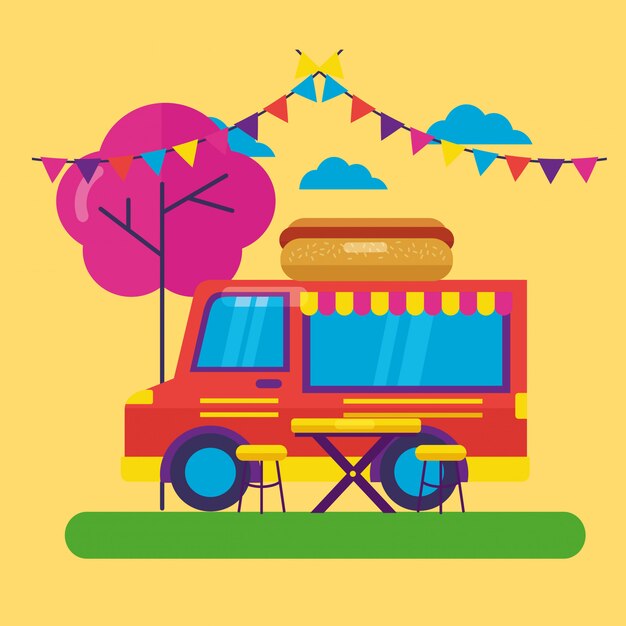 Food trucks festival flat design