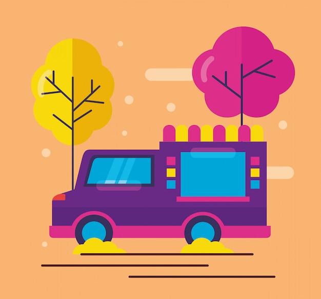 Food trucks in flat style