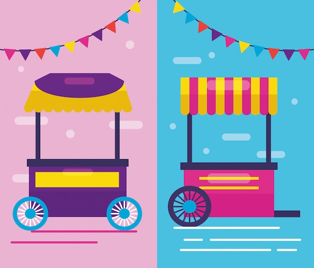 Free Vector food trucks in flat style