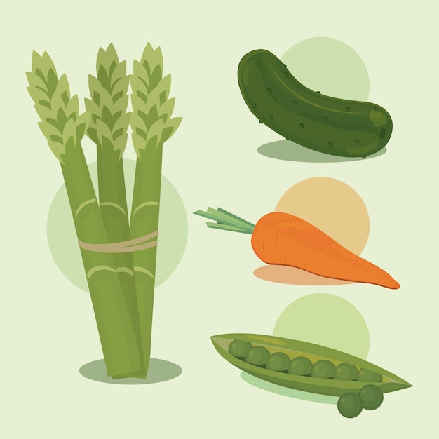 Free Vector food vegetables icons set style